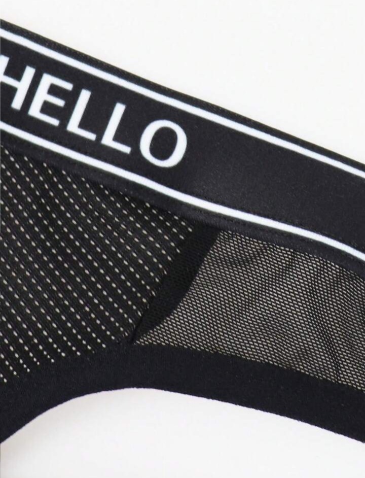 Men's Letter Pattern Cutout Briefs Jockstrap Underwear
